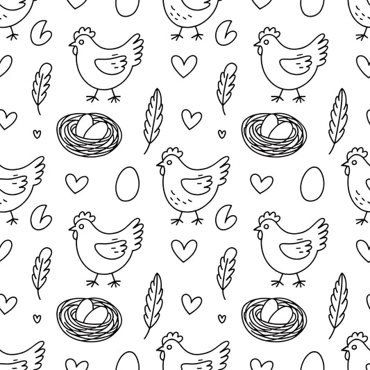 Chickens and Eggs Pattern 22 Quilting Cotton Fabric