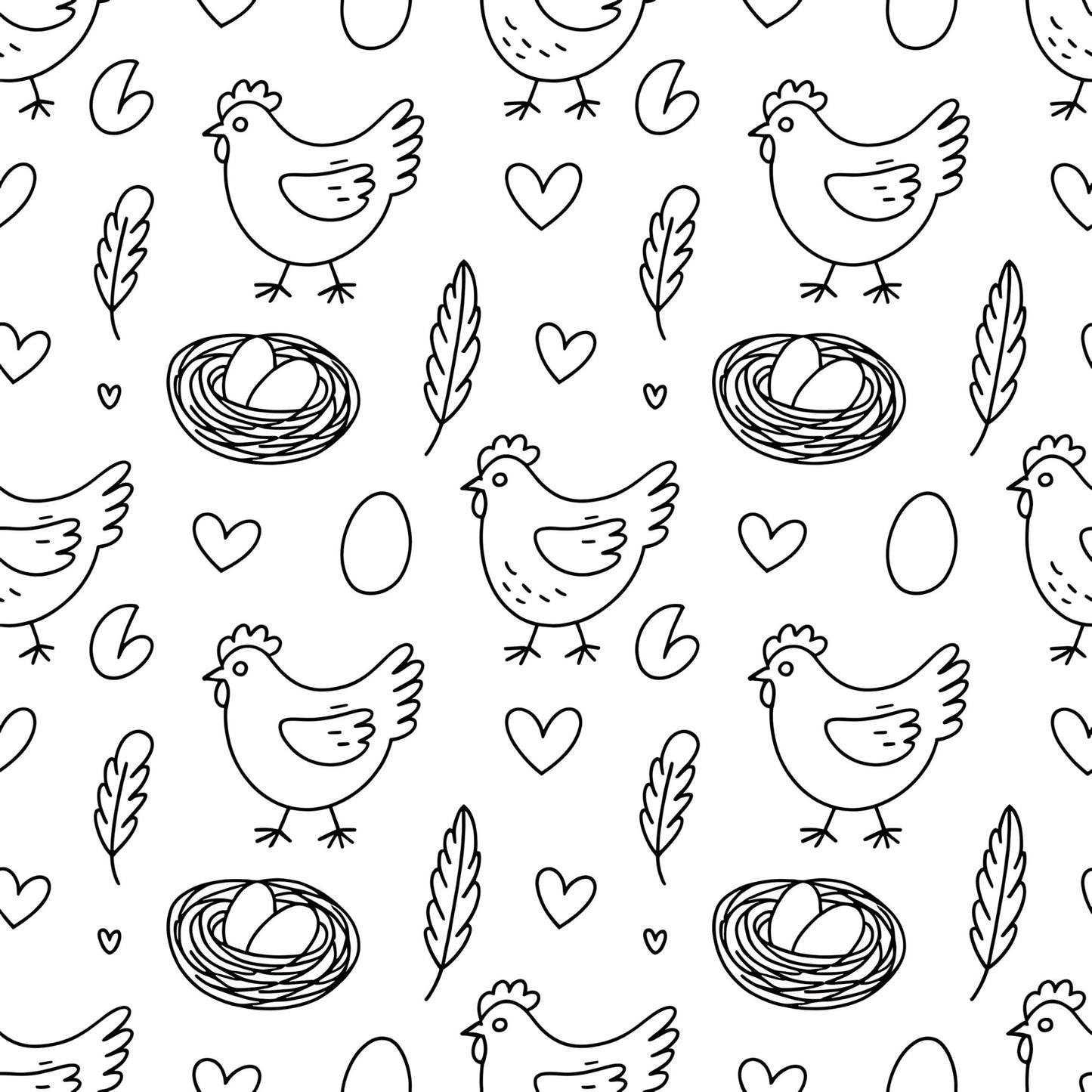 Chickens and Eggs Pattern 22 Quilting Cotton Fabric