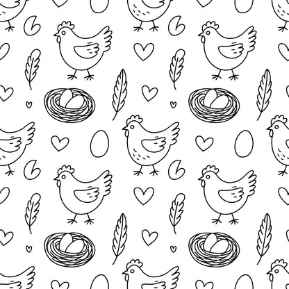 Chickens and Eggs Pattern 22 Quilting Cotton Fabric