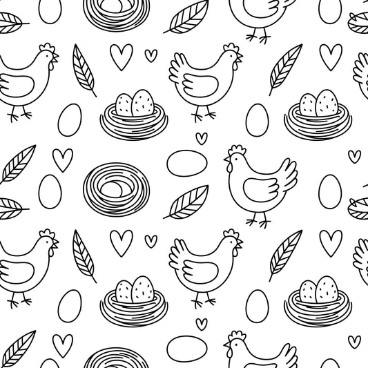 Chickens and Eggs Pattern 23 Quilting Cotton Fabric