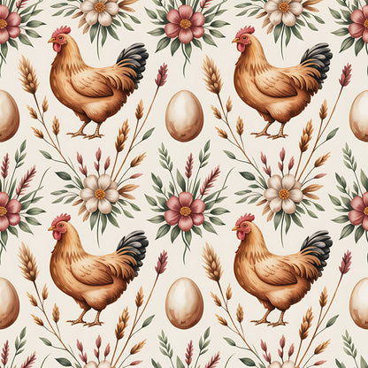 Chickens and Eggs Pattern 26 Quilting Cotton Fabric