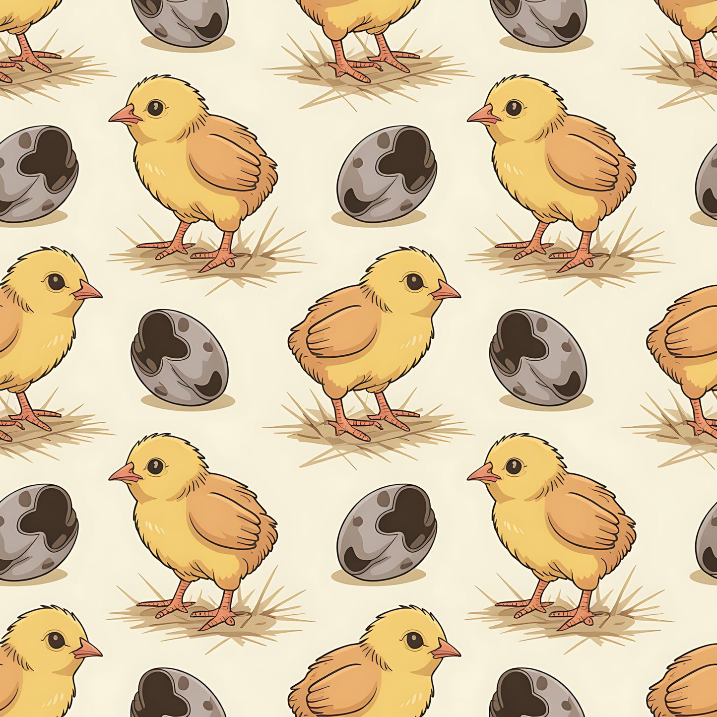 Chickens and Eggs Pattern 3 Quilting Cotton Fabric