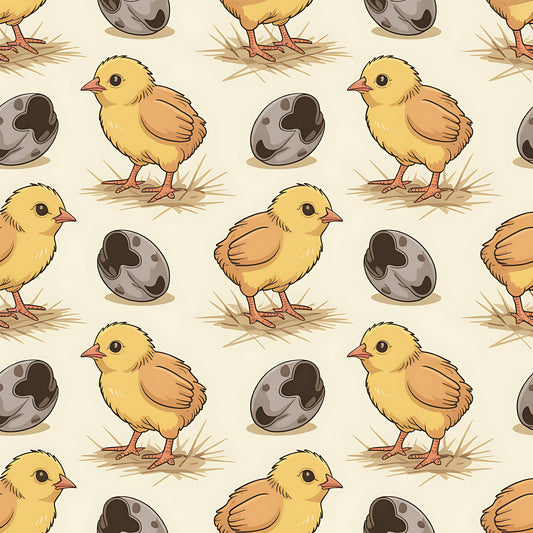 Chickens and Eggs Pattern 3 Quilting Cotton Fabric