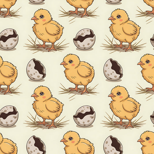 Chickens and Eggs Pattern 4 Quilting Cotton Fabric