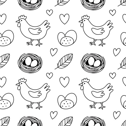 Chickens and Eggs Pattern 6 Quilting Cotton Fabric