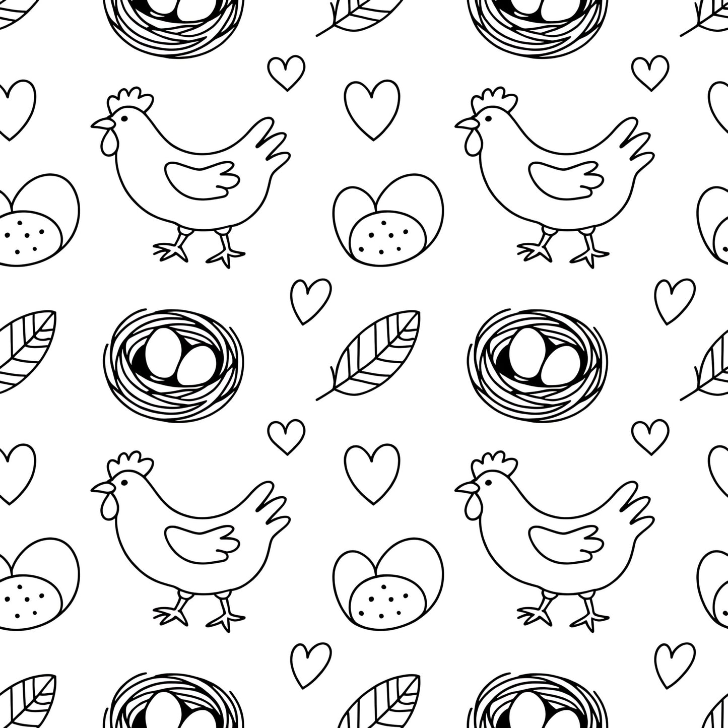 Chickens and Eggs Pattern 6 Quilting Cotton Fabric