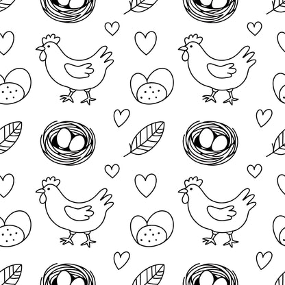 Chickens and Eggs Pattern 6 Quilting Cotton Fabric