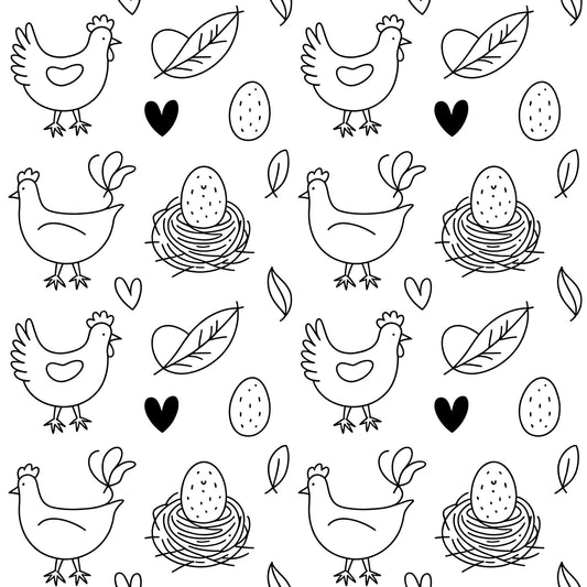 Chickens and Eggs Pattern 7 Quilting Cotton Fabric