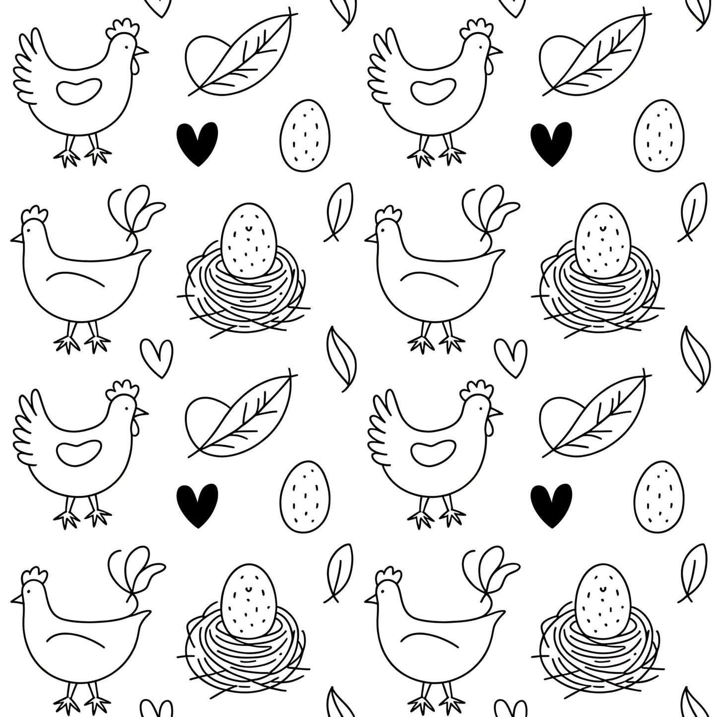 Chickens and Eggs Pattern 7 Quilting Cotton Fabric