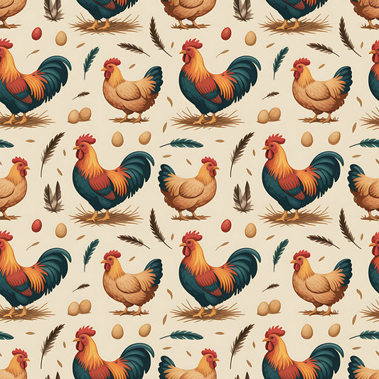 Chickens and Eggs Pattern 8 Quilting Cotton Fabric