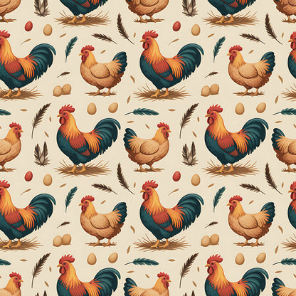 Chickens and Eggs Pattern 8 Quilting Cotton Fabric