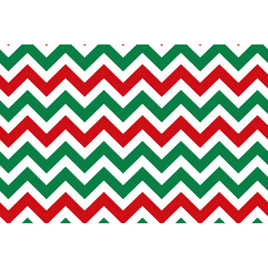 Red, green, and white zigzag pattern forming a repeating chevron design.