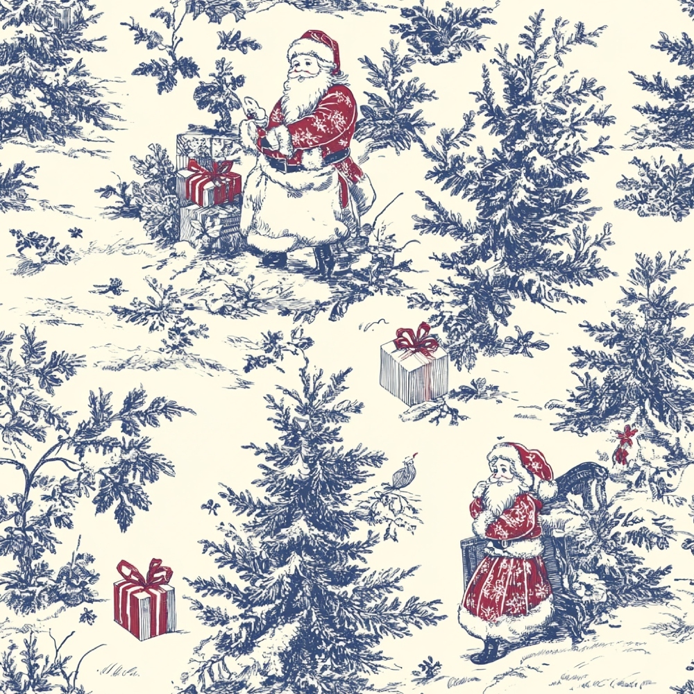 Christmas Chinoiserie Pattern 1 Quilting Cotton Fabric