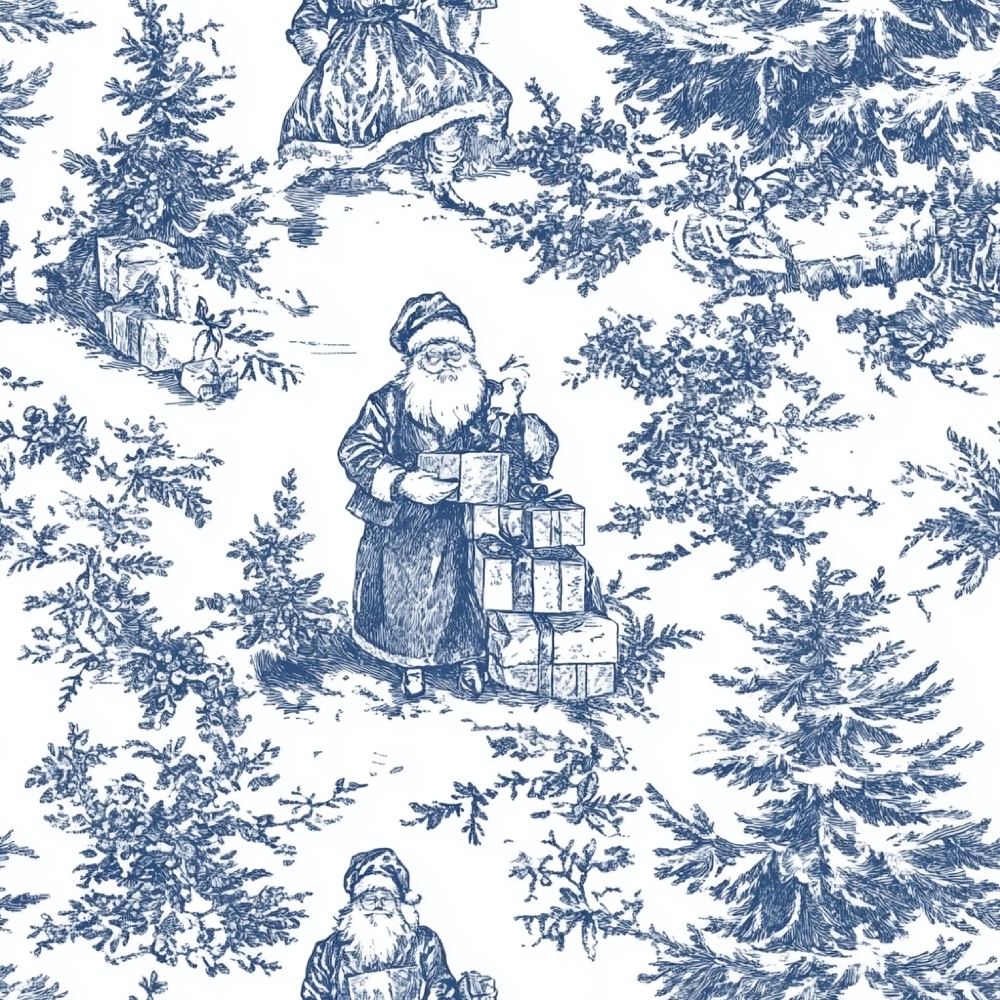 Christmas Chinoiserie Pattern 3 Quilting Cotton Fabric