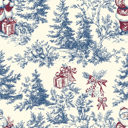 Christmas Chinoiserie Pattern 5 Quilting Cotton Fabric