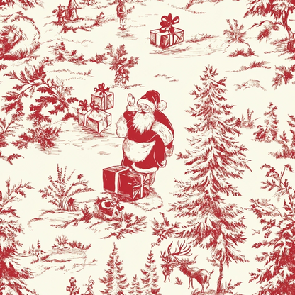 Christmas Chinoiserie Pattern 6 Quilting Cotton Fabric