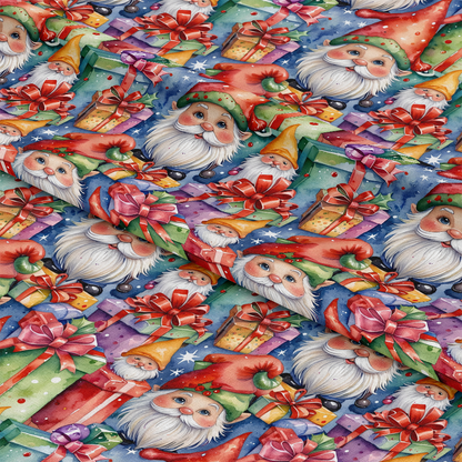 Christmas Gnomes Pattern 1 Quilting Cotton Fabric