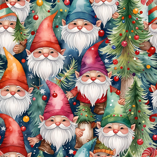 Christmas Gnomes Pattern 3 Quilting Cotton Fabric