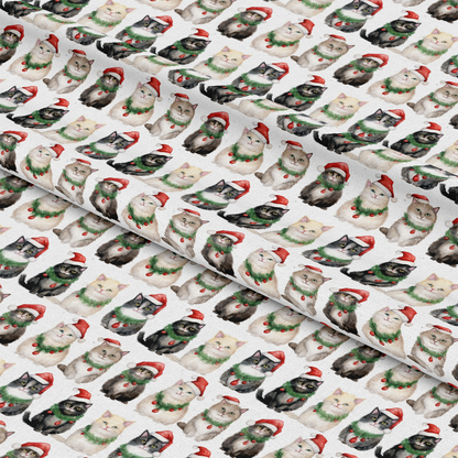 Christmas Santa Kitty Cats Pattern 10 Quilting Cotton Fabric