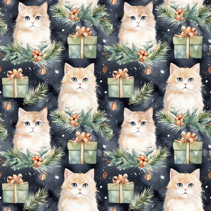 Christmas Santa Kitty Cats Pattern 11 Quilting Cotton Fabric