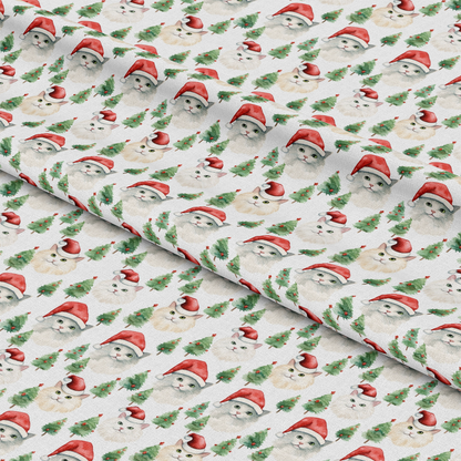 Christmas Santa Kitty Cats Pattern 2 Quilting Cotton Fabric