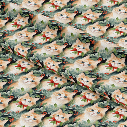 Christmas Santa Kitty Cats Pattern 3 Quilting Cotton Fabric