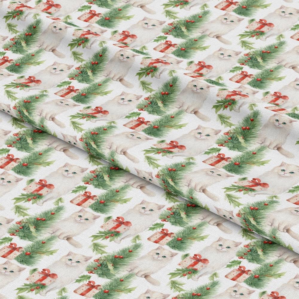 Christmas Santa Kitty Cats Pattern 4 Quilting Cotton Fabric