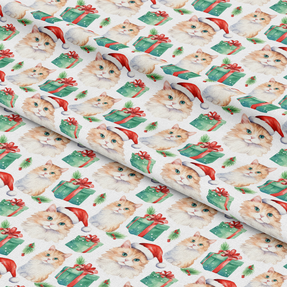 Christmas Santa Kitty Cats Pattern 5 Quilting Cotton Fabric