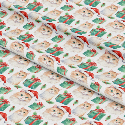 Christmas Santa Kitty Cats Pattern 5 Quilting Cotton Fabric