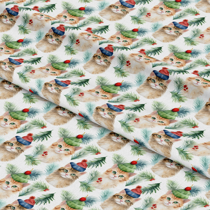 Christmas Santa Kitty Cats Pattern 7 Quilting Cotton Fabric