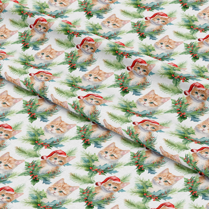 Christmas Santa Kitty Cats Pattern 8 Quilting Cotton Fabric