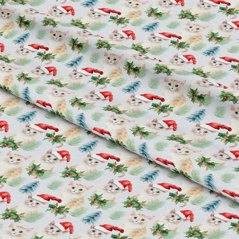 Christmas Santa Kitty Cats Pattern 9 Quilting Cotton Fabric