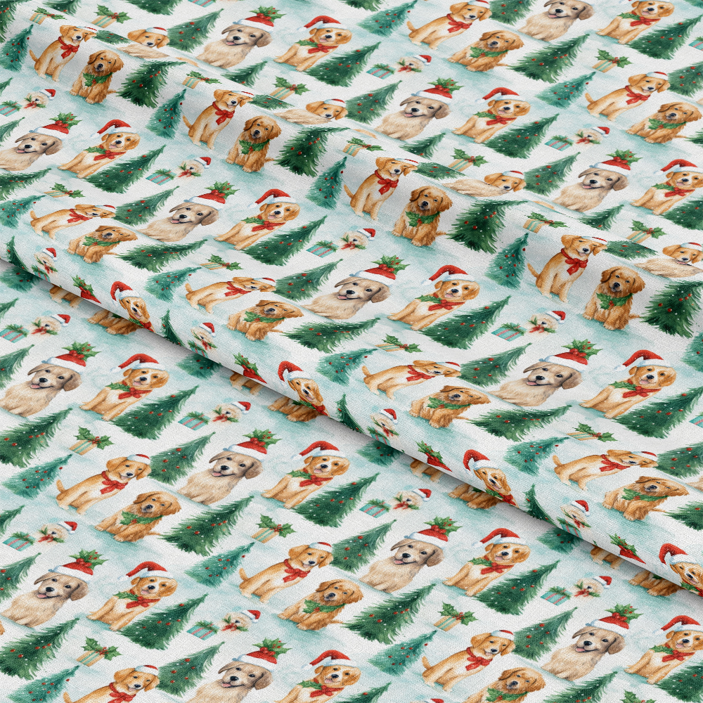 Christmas Santa Puppy Dogs Pattern 12 Quilting Cotton Fabric