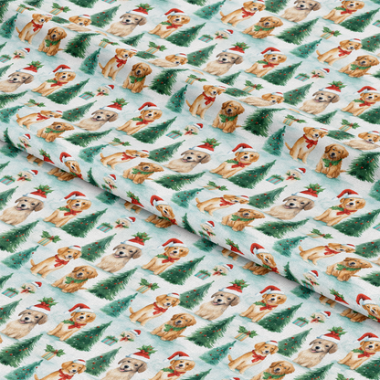 Christmas Santa Puppy Dogs Pattern 12 Quilting Cotton Fabric