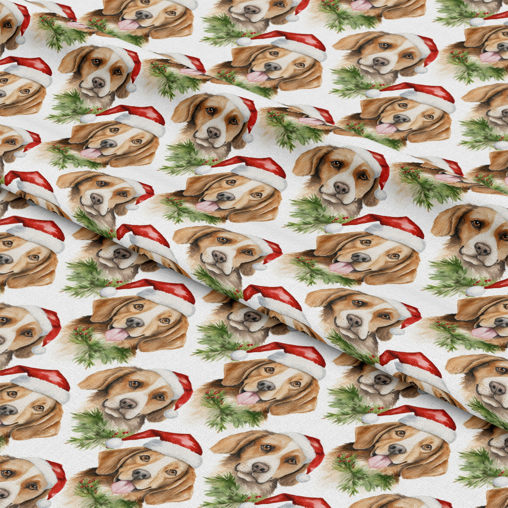 Christmas Santa Puppy Dogs Pattern 3 Quilting Cotton Fabric