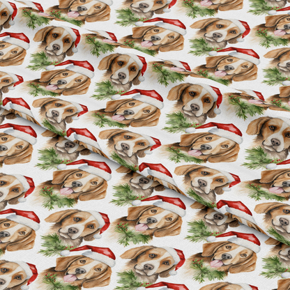 Christmas Santa Puppy Dogs Pattern 3 Quilting Cotton Fabric