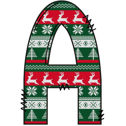 Christmas Sweaters Letter A Fabric Panel