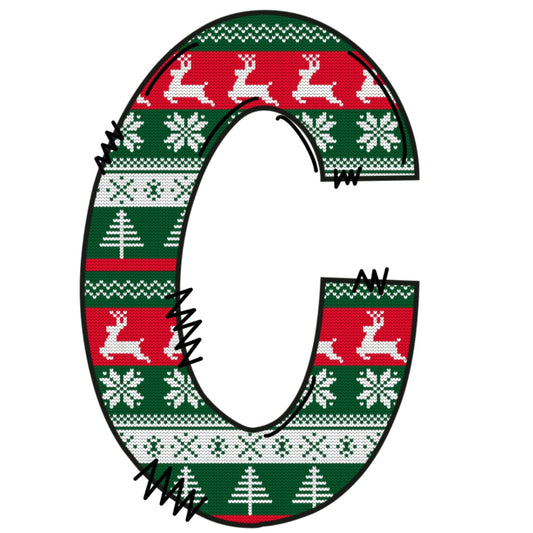Christmas Sweaters Letter C Fabric Panel