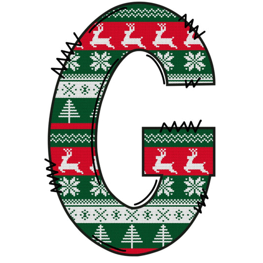 Christmas Sweaters Letter G Fabric Panel