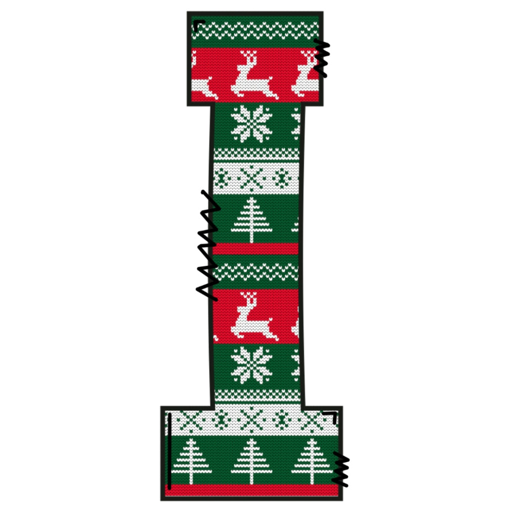 Christmas Sweaters Letter I Fabric Panel