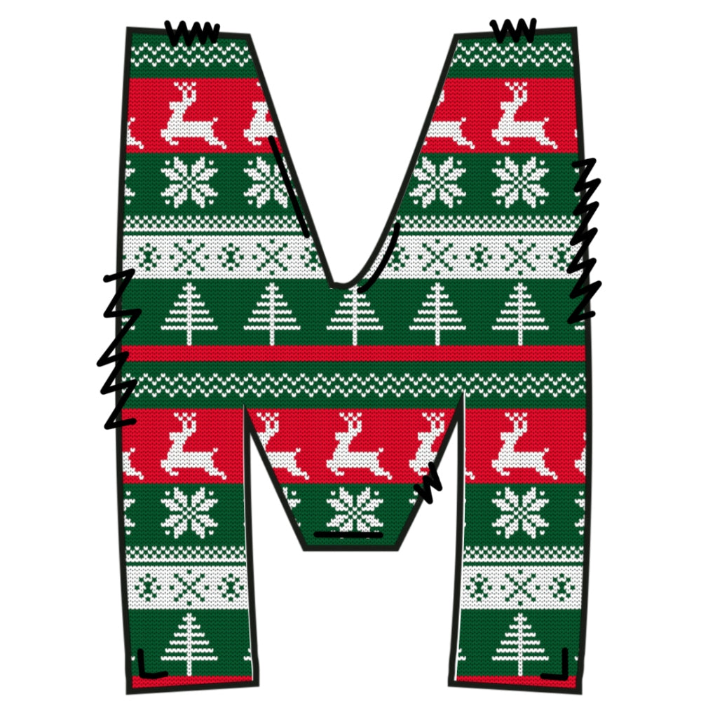 Christmas Sweaters Letter M Fabric Panel