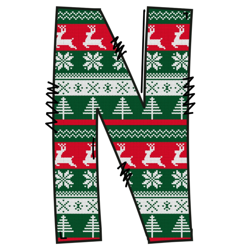 Christmas Sweaters Letter N Fabric Panel
