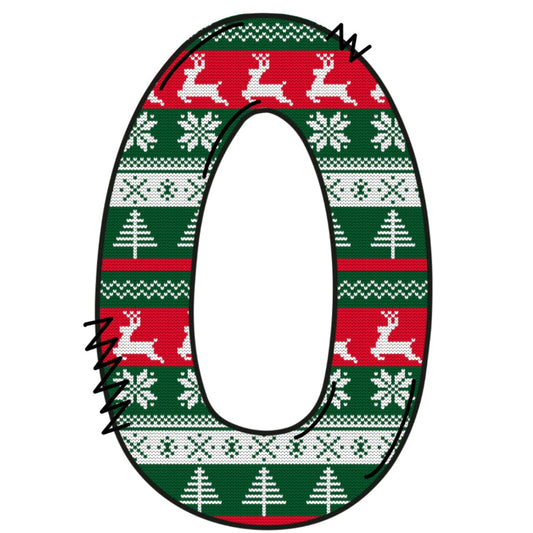 Christmas Sweaters Letter O Fabric Panel