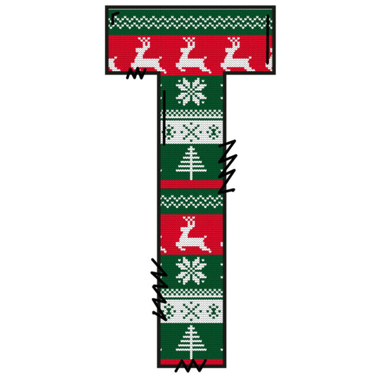 Christmas Sweaters Letter T Fabric Panel