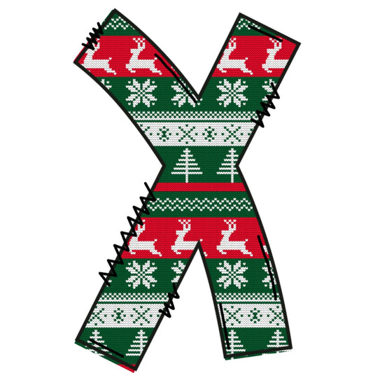 Christmas Sweaters Letter X Fabric Panel