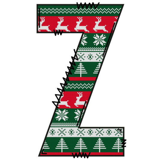 Christmas Sweaters Letter Z Fabric Panel