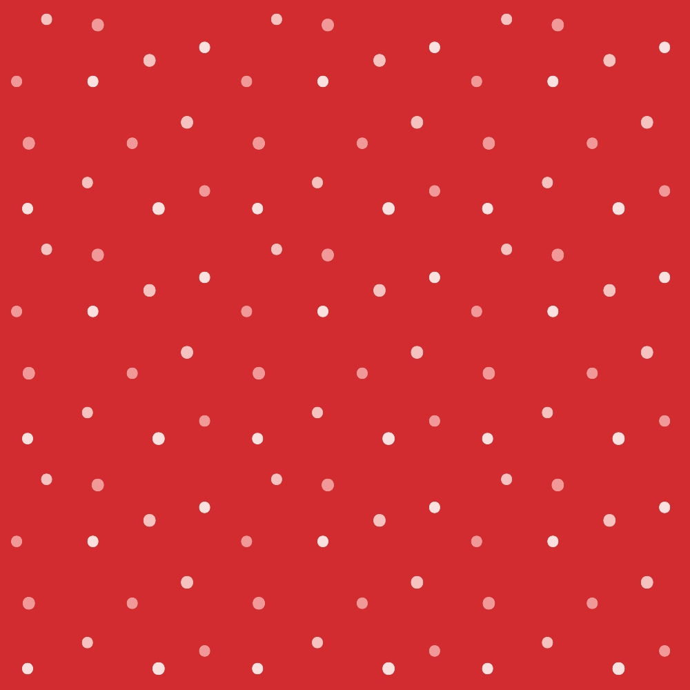 A red background with a pattern of evenly spaced small white polka dots.