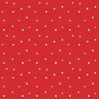 A red background with a pattern of evenly spaced small white polka dots.