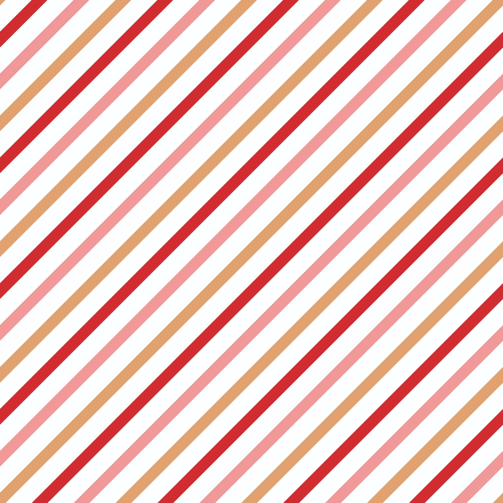 Diagonal stripes in red, pink, and orange on a white background.