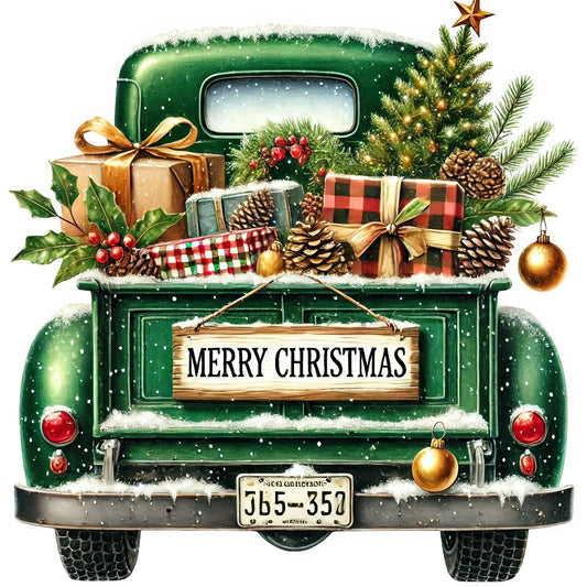 Christmas Trucks Fabric Panel 5